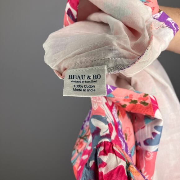 NWT BEAU & RO Quilted Mini Dress in Pink Triangles Puff Sleeve Small - Picture 6 of 6